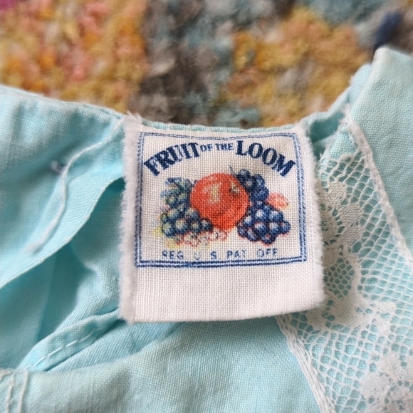 Fruit of the Loom 60's Vintage Rare Bib Collar Babydoll Dress Baby Blue 2T - Picture 4 of 13